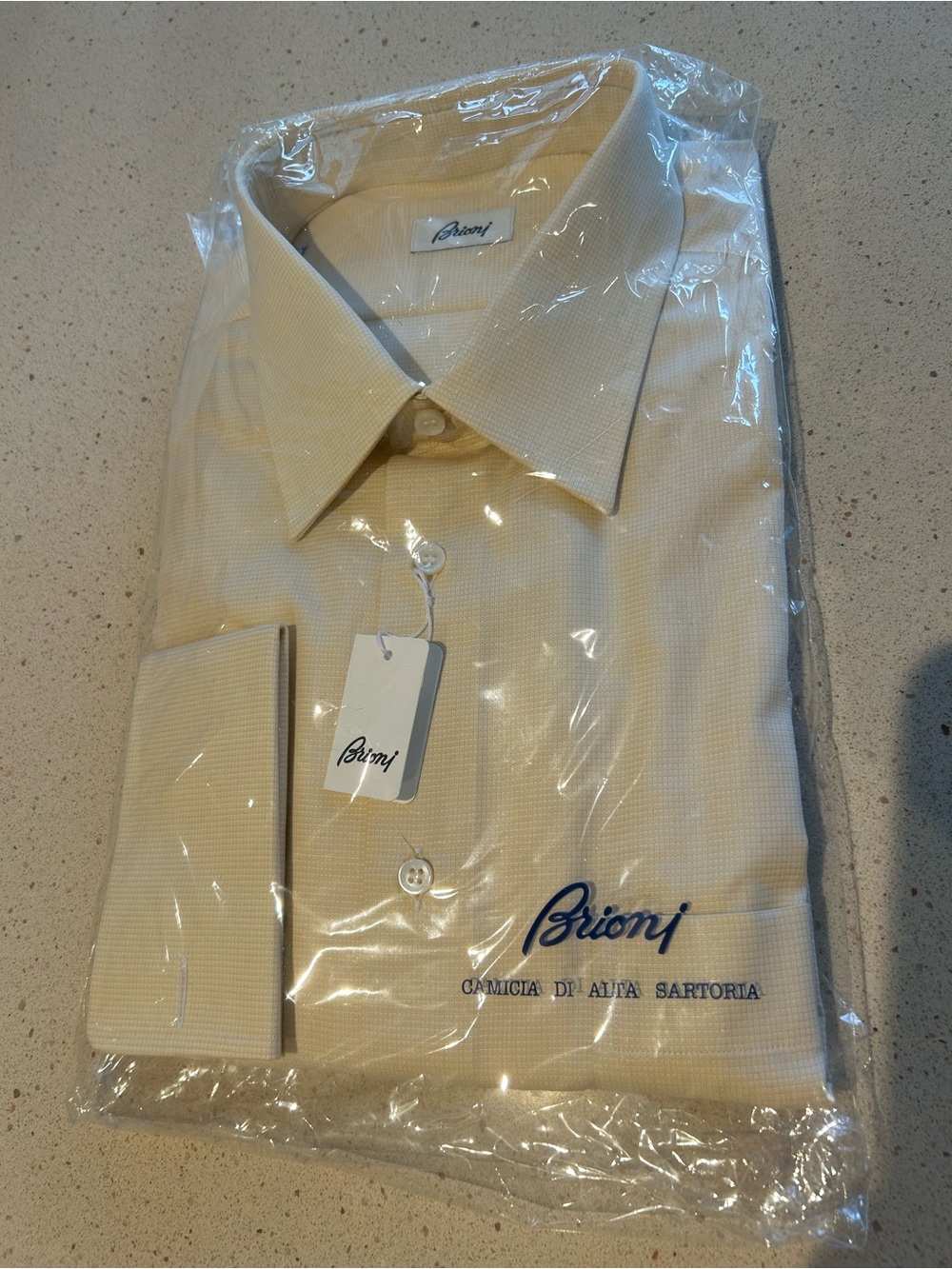 Brioni Men's Light Cream Dress Shirt